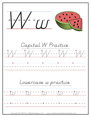 Letter Ww Handwriting Practice
