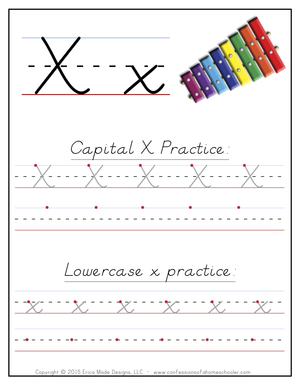X Handwriting Practice Worksheet