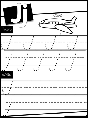 Practice Writing the Letter J