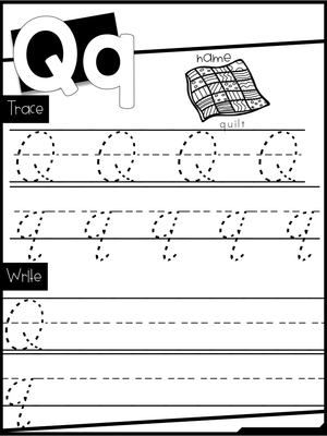 Letter Q Tracing and Writing Practice Worksheet