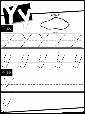 Practice Writing the Letter Y: Handwriting Worksheet