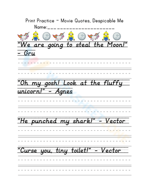 Print Practice: Despicable Me Movie Quotes