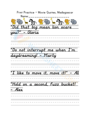 D'Nealian Handwriting: Madagascar Quotes