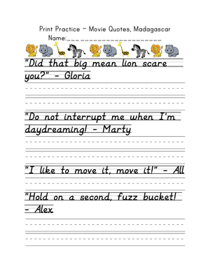 Printable D'Nealian Handwriting Worksheet | Grade 3
