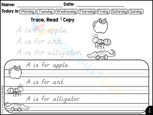 Trace, Read, and Copy Sentences Starting with A