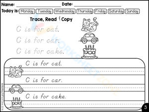 Trace, Read, and Copy Sentences Starting with C
