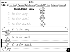 Grade 1 Letter D Tracing — Printable No-Prep Worksheet