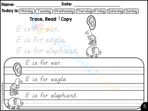 Letter E Tracing and Writing Worksheet