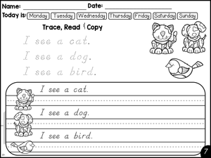 Grade 1 D'Nealian Handwriting — Printable No-Prep Worksheet