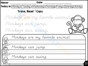 D'Nealian Handwriting: Monkey Sentences
