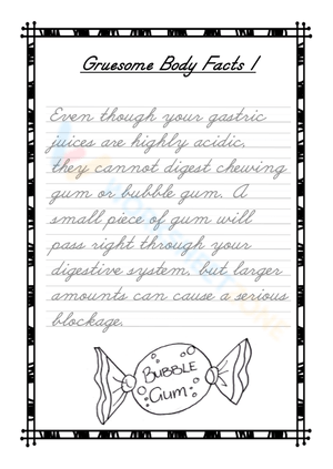 Gruesome Body Facts: Educational Worksheet