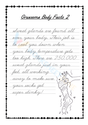 Body Facts Cursive Practice 