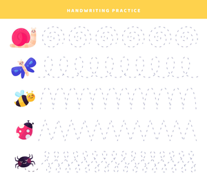 Handwriting Practice with Cute Insects Worksheet