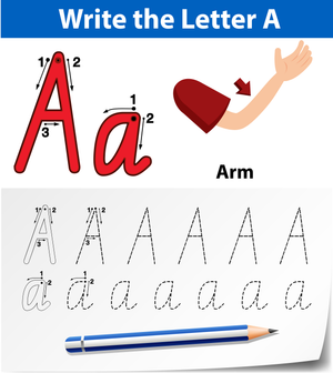 A is for Arm: Handwriting Practice Worksheet