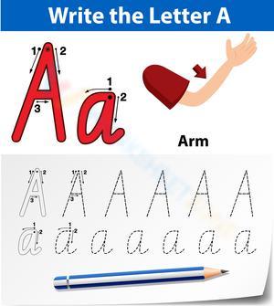A is for Arm: Handwriting Practice Worksheet