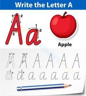 A is for Apple: Handwriting Practice Worksheet