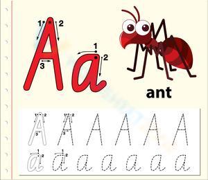 A is for Ant: Handwriting Practice Worksheet