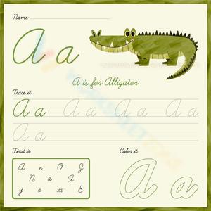 Trace and Color Cursive 'A' Worksheet