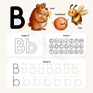 Color, Find and Trace Letter B Worksheet