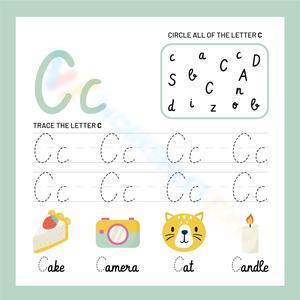 Circle and Trace the Cursive C Worksheet