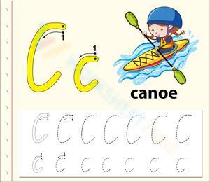 Tracing Cursive Letter C With Canoe