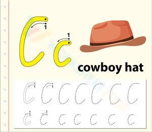 Letter C Writing Practice with Cowboy Hat