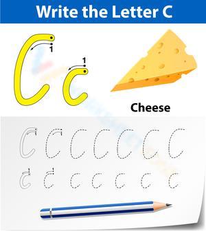 Write Letter C Worksheet with Cheese Picture 