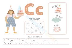 Find, Color, and Trace Letter C Worksheet