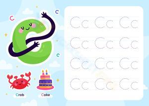 Letter 'C' Tracing Handwriting Practice