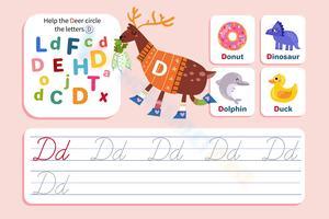 Find, Trace, and Write Cursive D