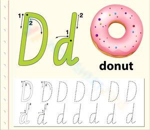 Learn to Write Letter D: Donut