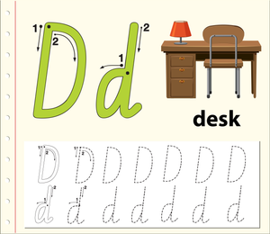 D is for Desk: Beginner Letter D Worksheet