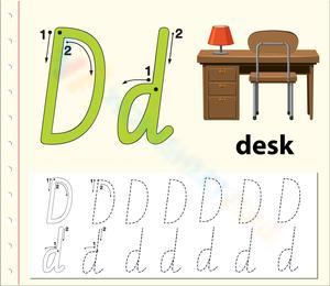 D is for Desk: Beginner Letter D Worksheet