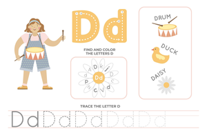 Color, Find, and Trace: Fun Letter D Activity