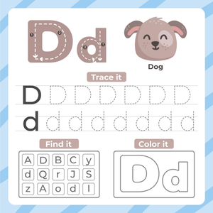 Letter D: Trace, Find, and Color Worksheet