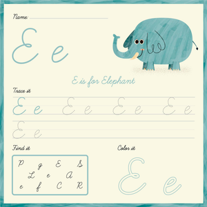 Trace and Color: Cursive Letter E Learning