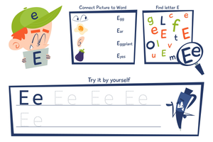 Find, Trace, and Write: Letter E Worksheet