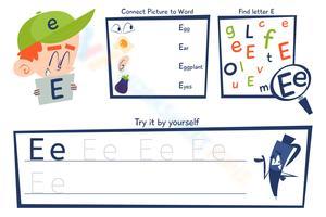 Find, Trace, and Write: Letter E Worksheet