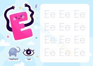 Tracing Letter Ee Worksheets for Kids