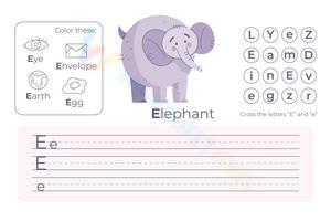 Color and Write Letter E