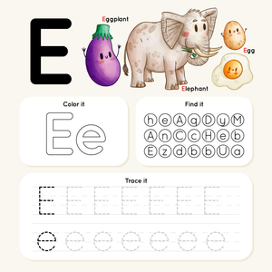 Color, Find, and Trace: Letter E Learning Fun