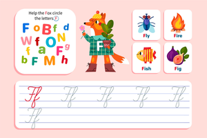 Grade 1 Cursive F — Printable No-Prep Worksheet
