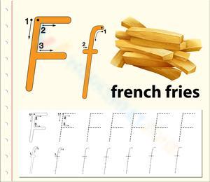 Letter F for French Fries Tracing Practice