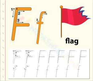 Handwriting Practice Worksheet: Letter F for Flag
