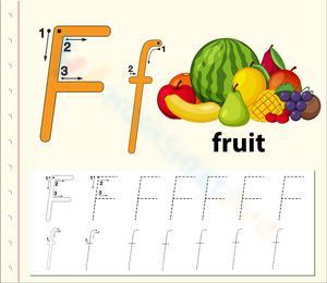 Letter F for Fruit Writing Practice