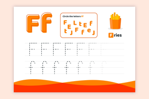 Letter F: Circle, Trace, and Write