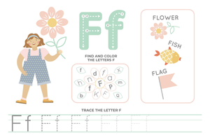 Color, Find, and Trace: Letter F Activity