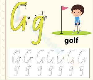 Cursive G with a Golfer's Grip: Tracing Worksheet