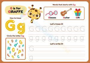 Alphabet Letter G Writing Practice for Kids