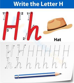 Handwriting Practice with Letter H for Kids 